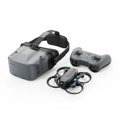 Top view Aquila20 FPV Kit full package with whoop drone, LiteRadio 4 SE transmitter, and FPV goggles