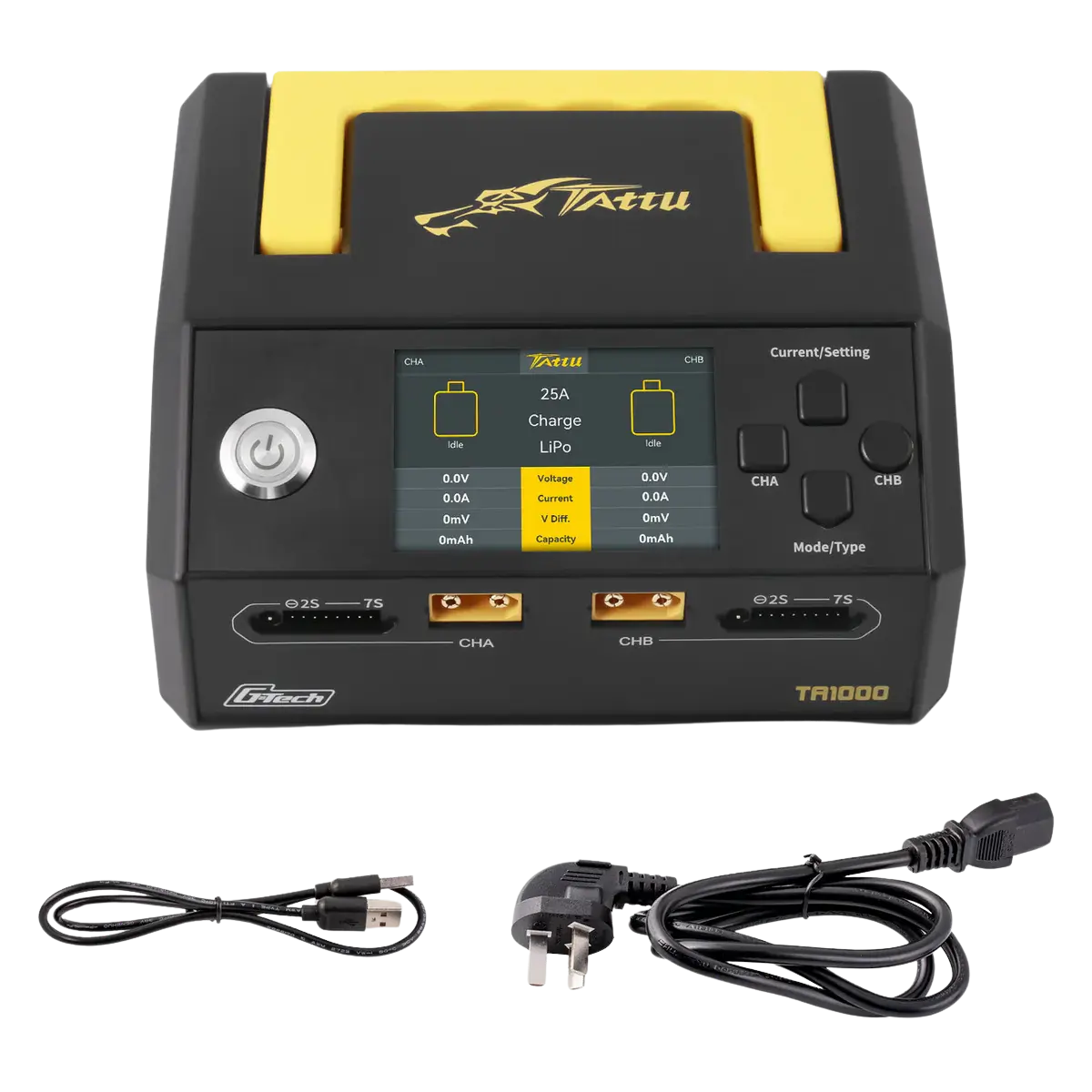 Tattu TA1000 kvaliteetne 1000W kahese pesaga FPV drooni akulaadija